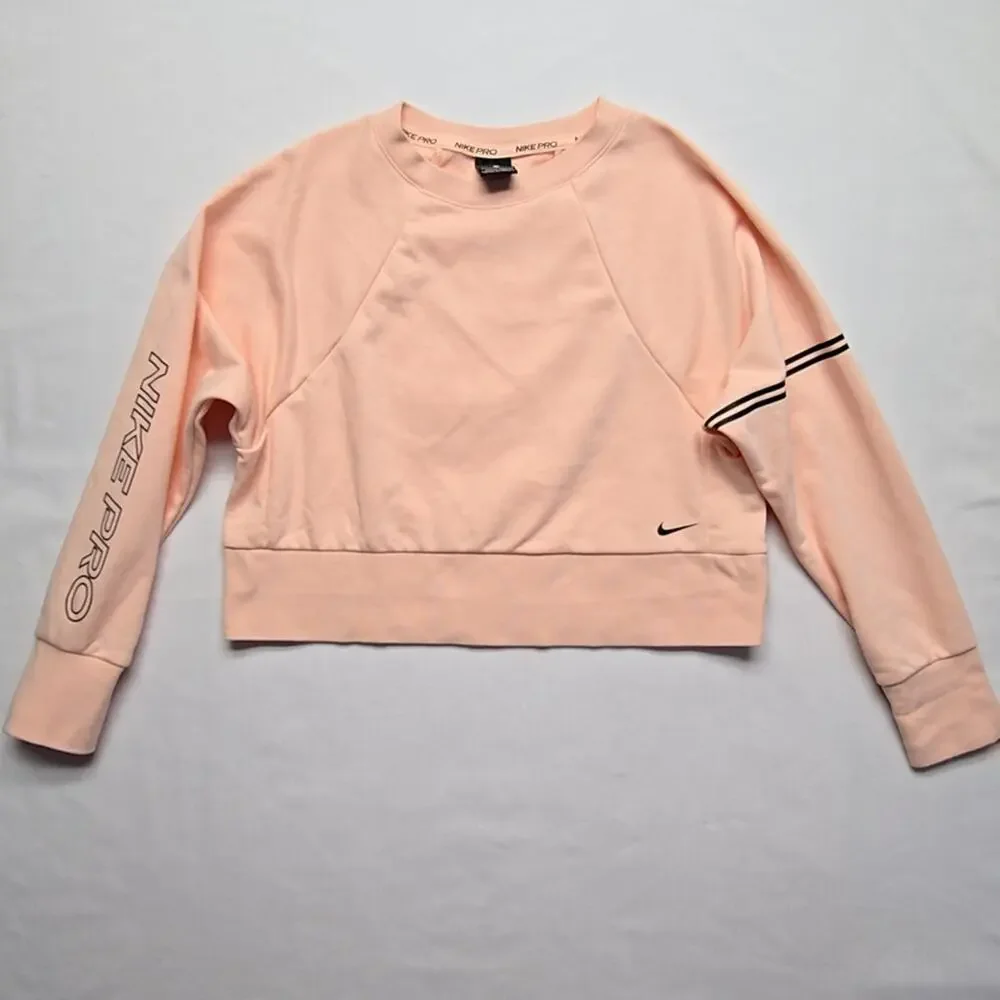 Nike Pro Dri-FIT Sweatshirt Peach Long Sleeve Womens Small Athletic Top